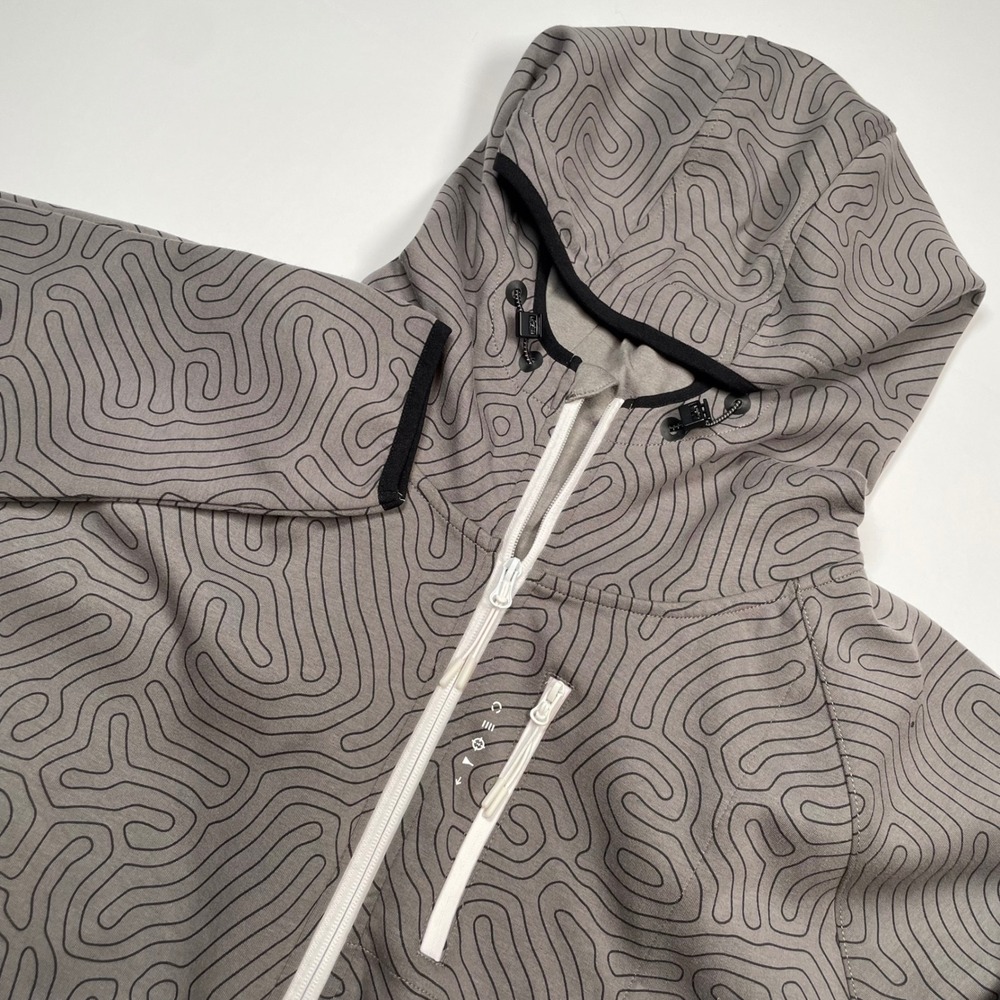 Cloak Labs TS Tactical Summer Zip Performance Hoodie Grey Topo Print Mens L